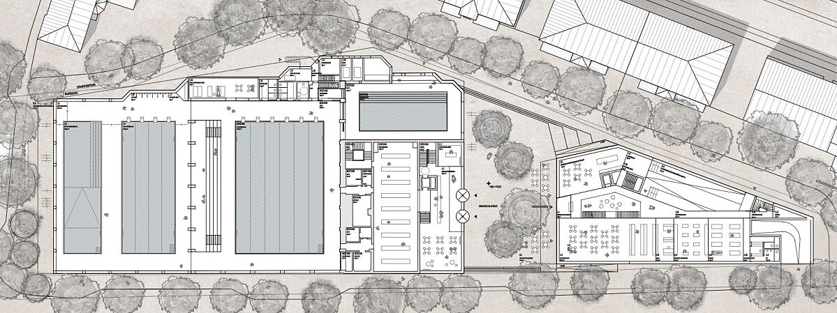 Grundriss Erdgeschoss Hallenbad Höttinger Au 